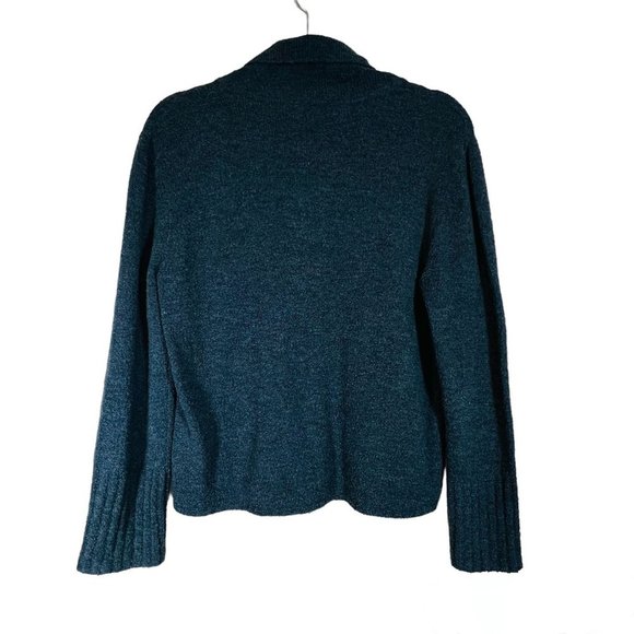 J. Jill Cardigan Sweater Small Wool Blend Gray Green Button Pockets Stretch - Picture 3 of 7